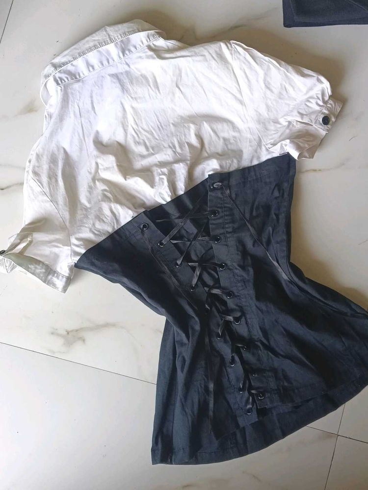 Y2k gothic White &amp; Black Corset Top