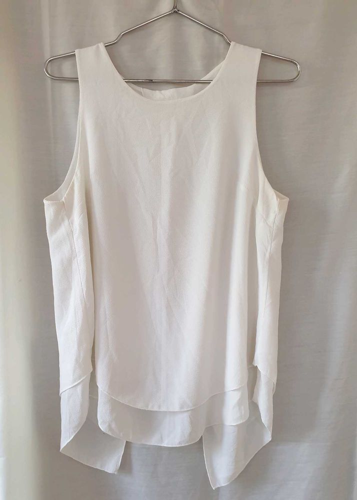 White Styled Back Top