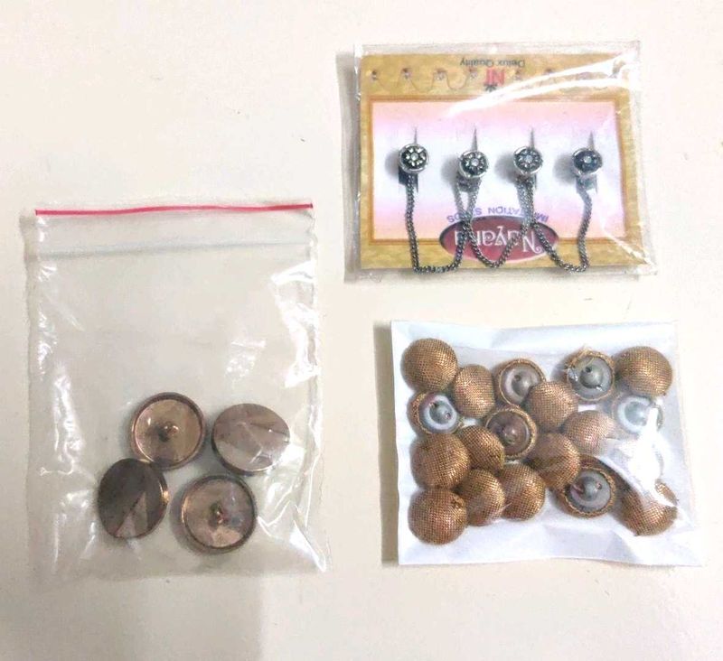 Set of 4  Button &amp; Decorative Buttons