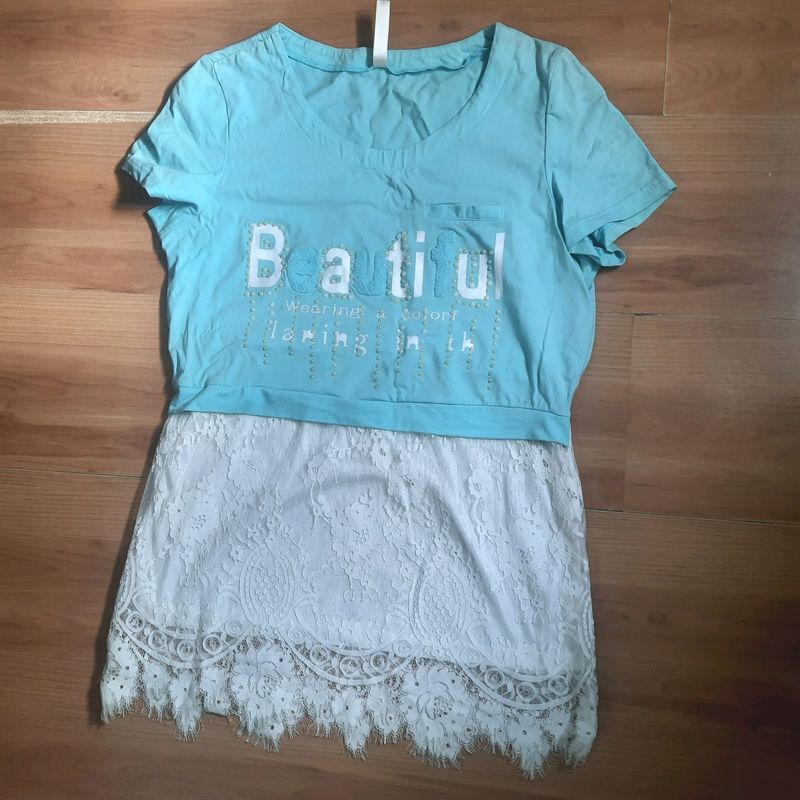 Next to New Baby Blue Lace top
