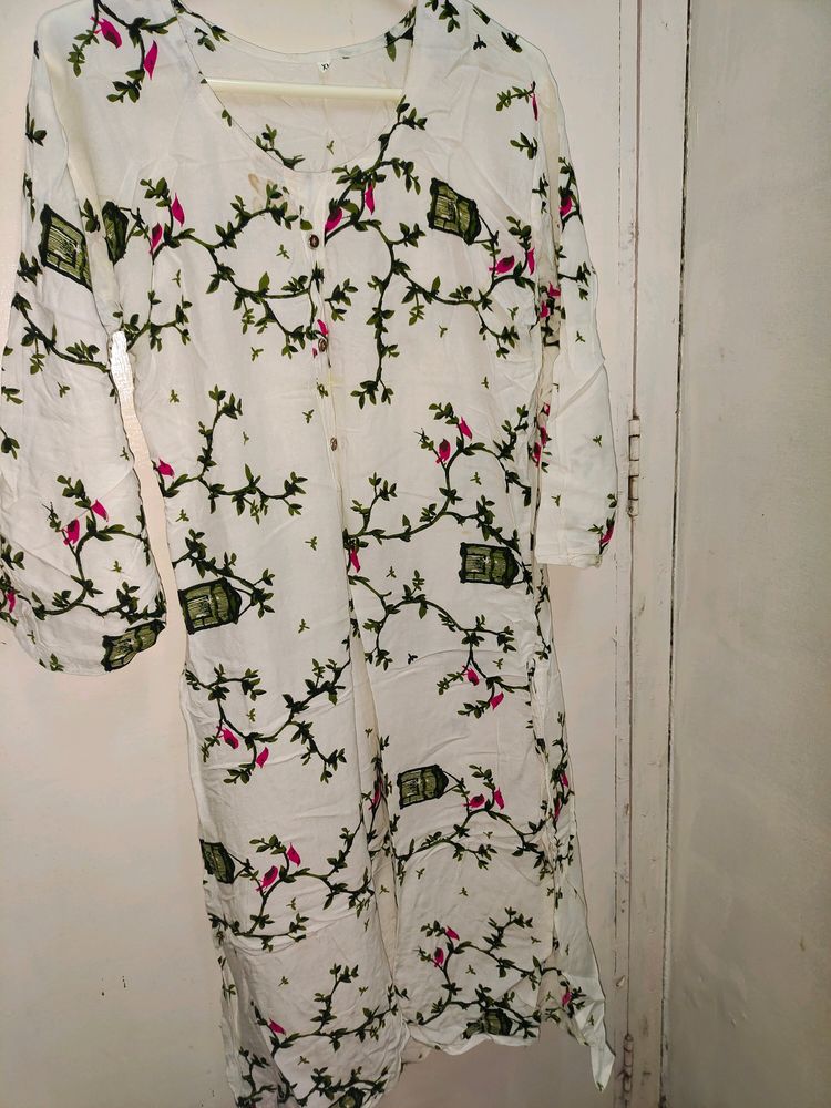 White Printed Kurti