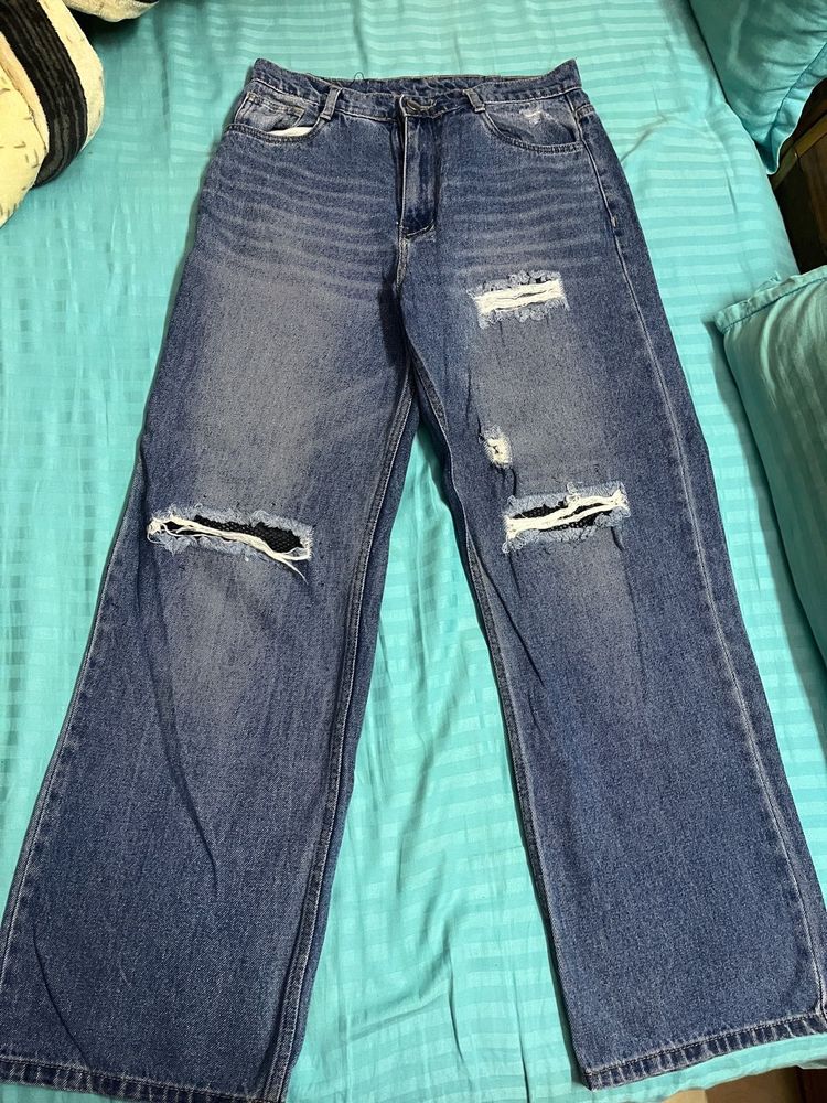 Ripped Wide Leg Jeans