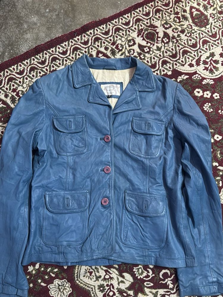 Vintage Blue Leather Jacket