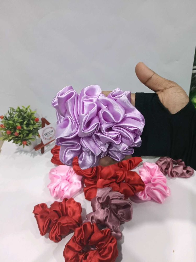Colorful Satin Scrunchie Set 4 KPc Midum Size