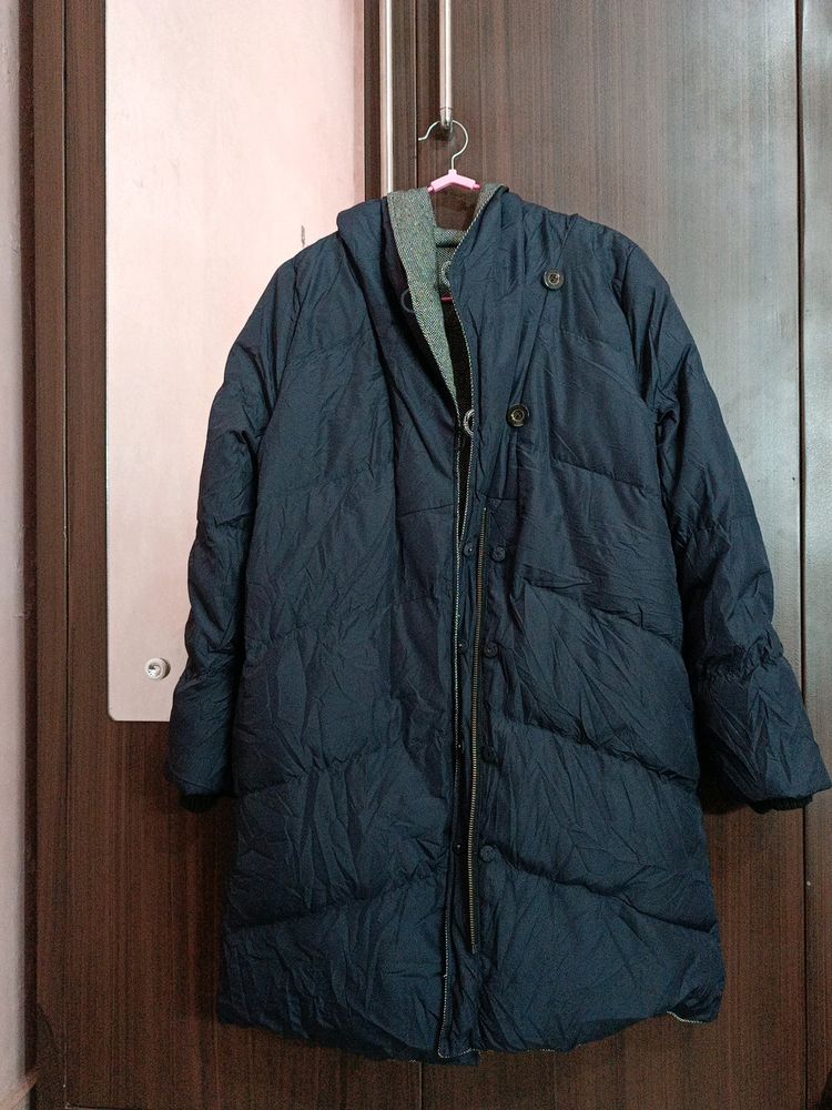 Navy Blue Puffer Coat ( Reversible)