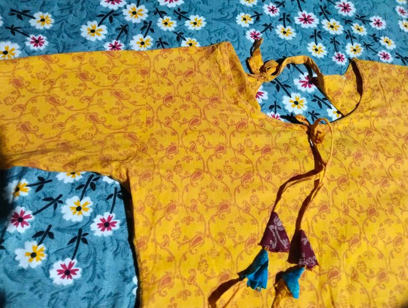 Yellow Printed Kurta