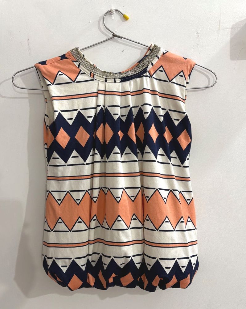 Boho Geometric Print Sleeveless Top
