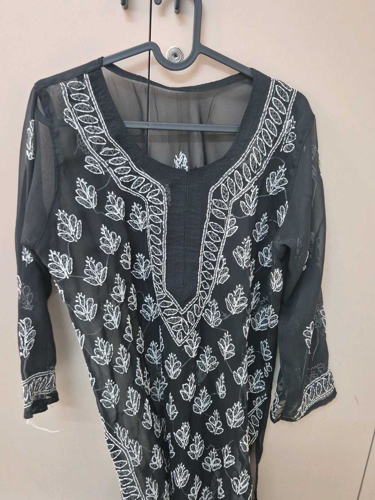 Black Chikankari Kurta