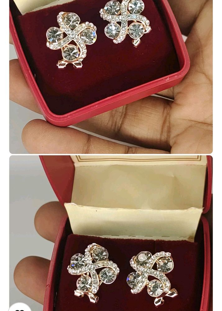 2 Pair Zirconia  Diamond Studs New