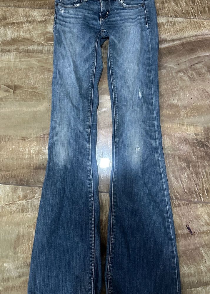 low rise y2k flare jeans blue