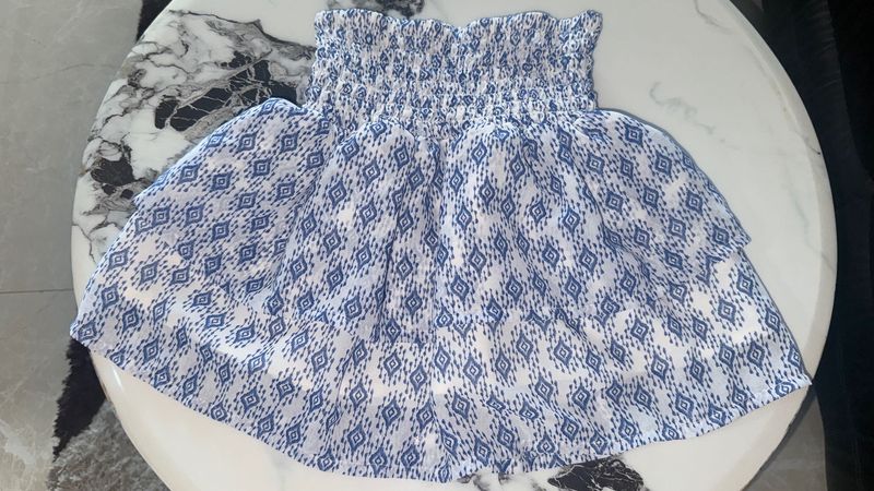 Boho Patterned Smocked Mini Skirt