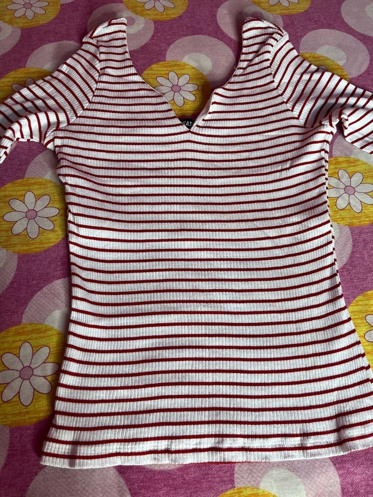 Striped V-Neck Top