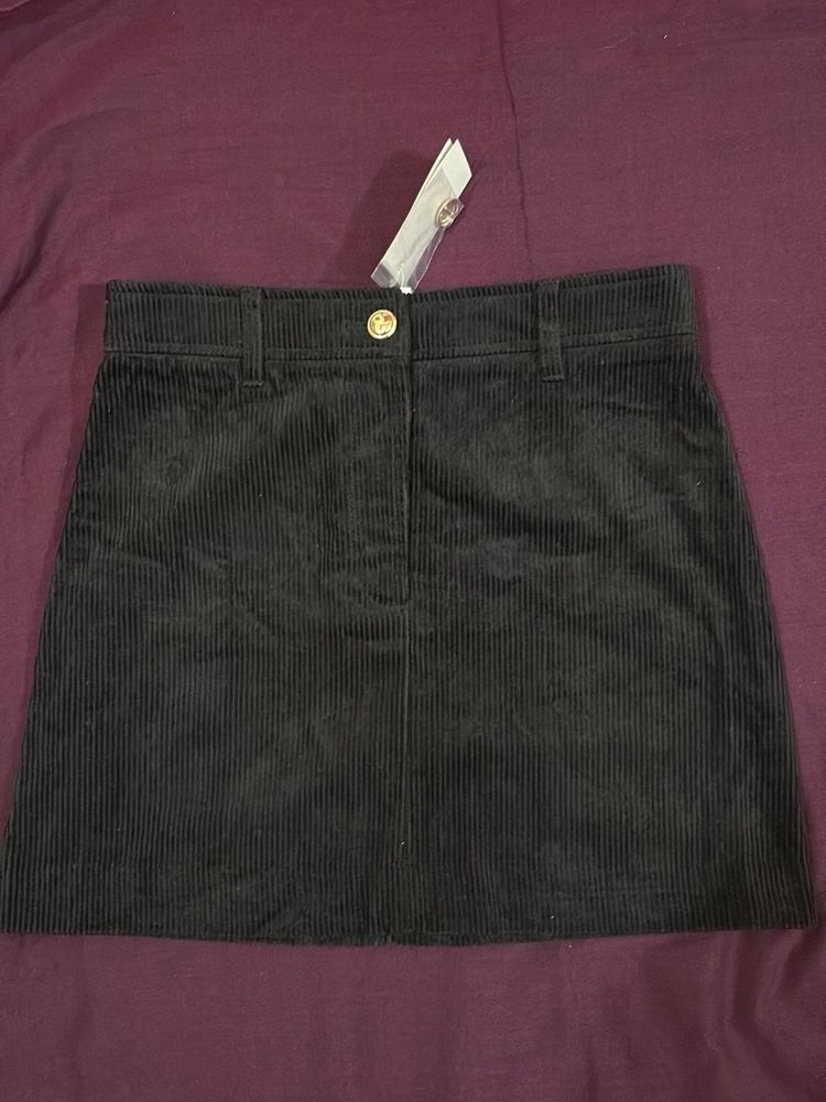 Black Corduroy Mini Skirt