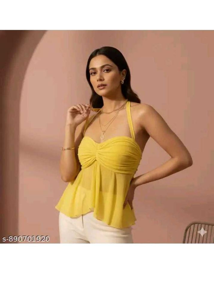 Chic Yellow Halter Neck Peplum Top