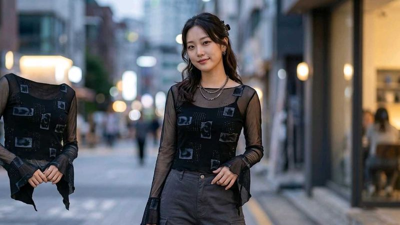 Sheer Mesh Black Long Sleeve Top