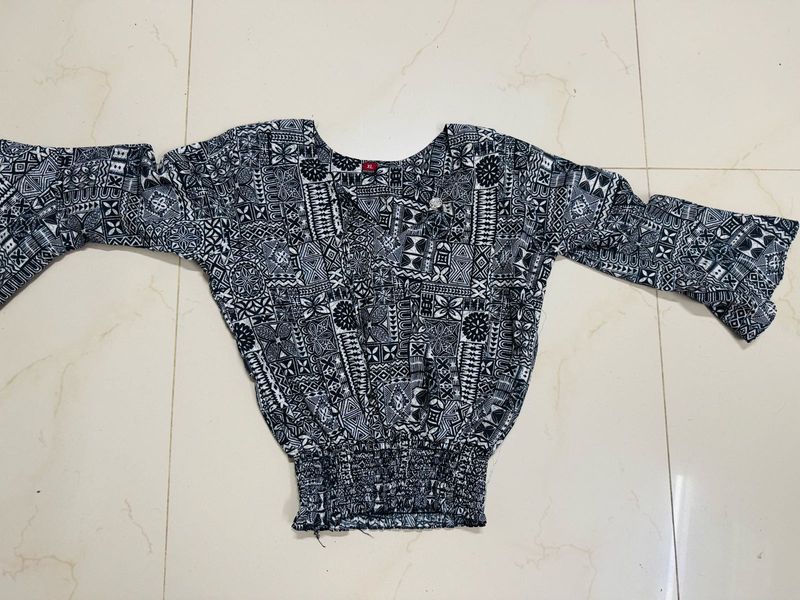 Boho Print Bell Sleeve Top
