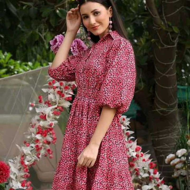 Red Print Midi Dress