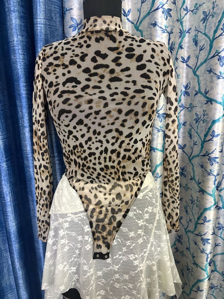 Leopard Print Mesh Bodysuit
