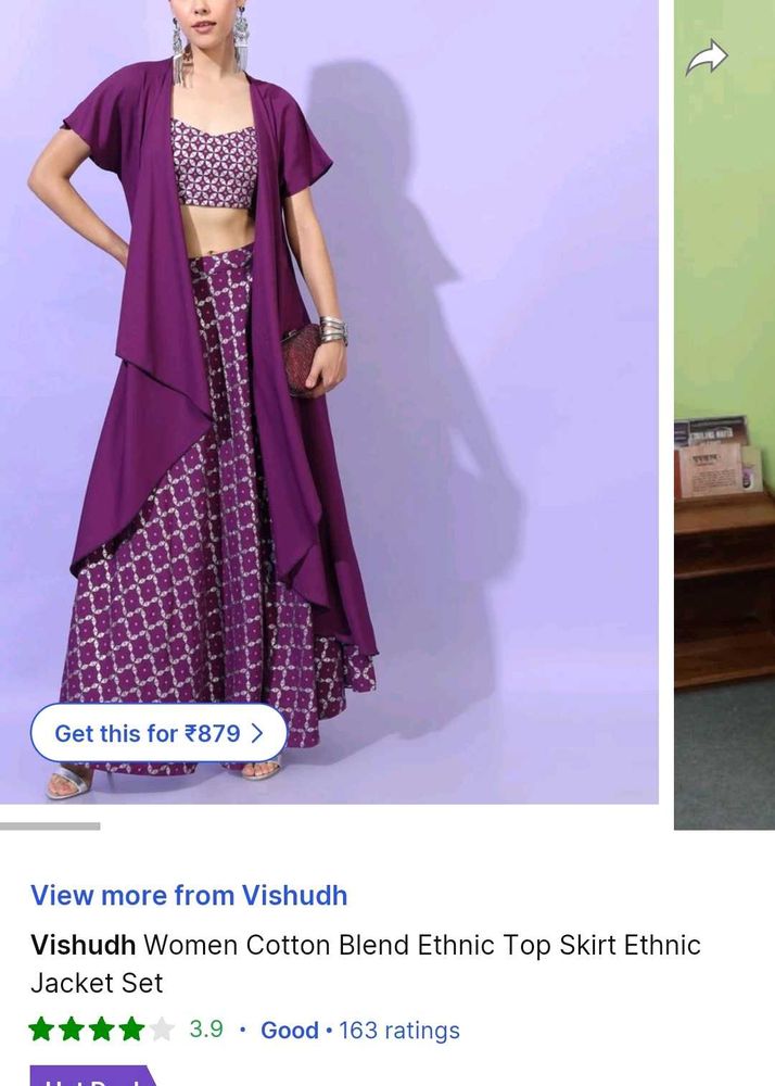 Vishudh Top Skirt Ethnic Jacket Set