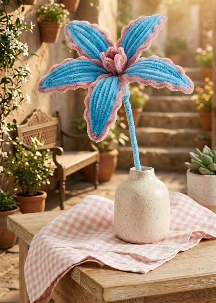 hand made single pipecleaner flower without pot