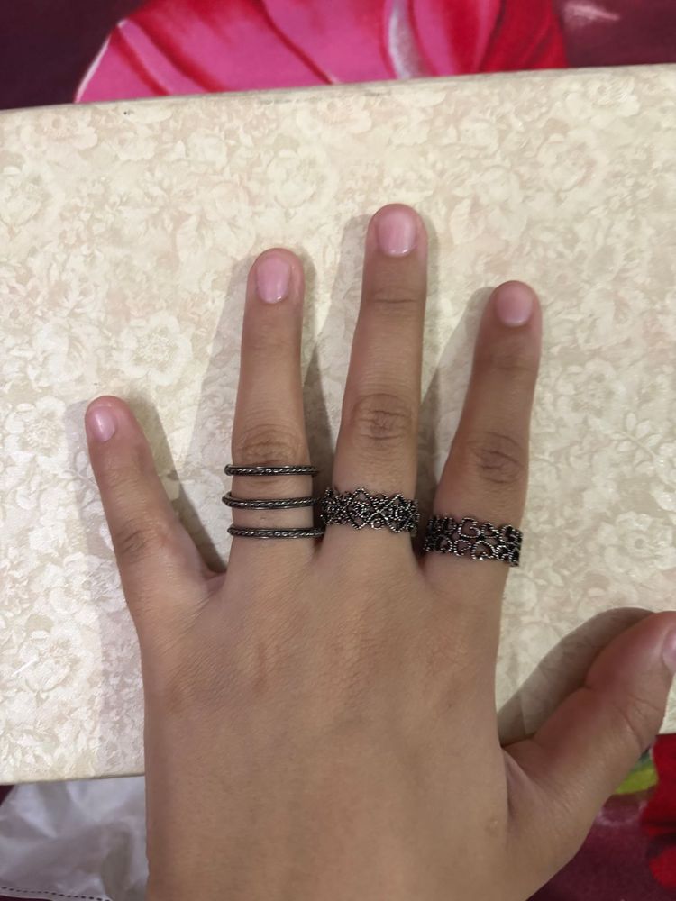Oxidised Silver Ring Set – 3