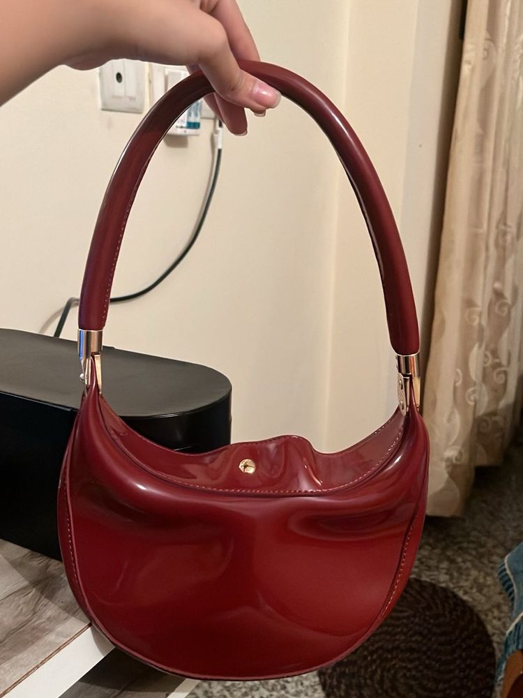 Chic Red Patent Leather Hobo Bag