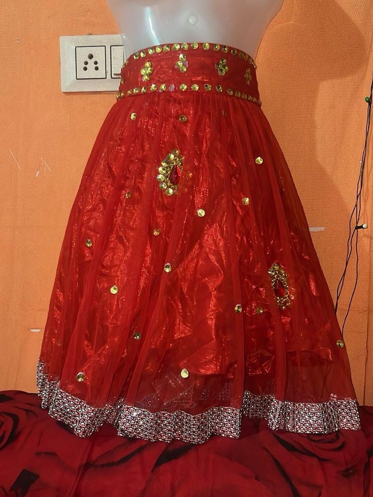 Stunning Red Embellished Skirt