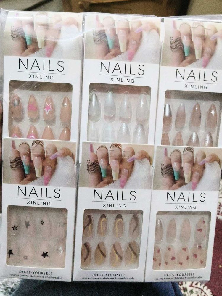 set of 6 press on nails