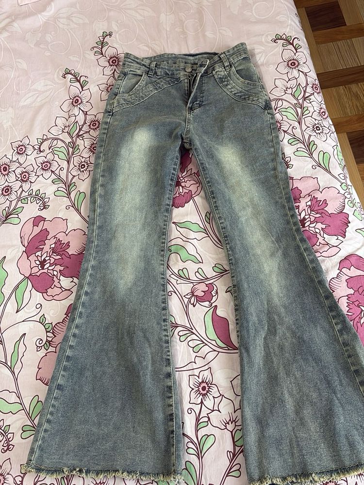 Flared Vintage Wash Jeans