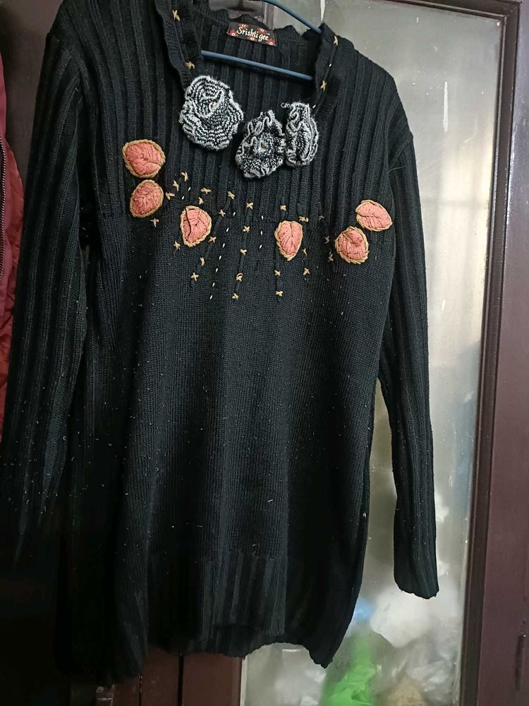 Black Long Sweater In XL Size For Women