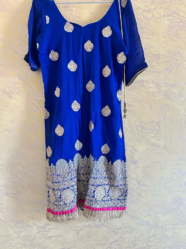 Vibrant Blue Embroidered Kurta Set
