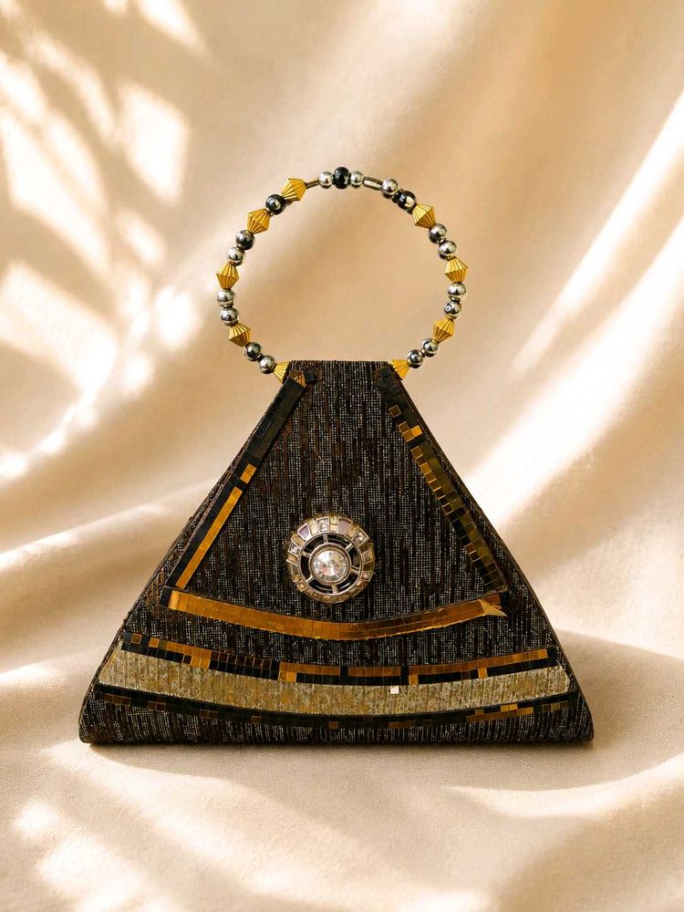 Unique Triangle Clutch with Embellishments