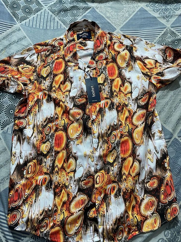 Abstract Print Button-Down Shirt