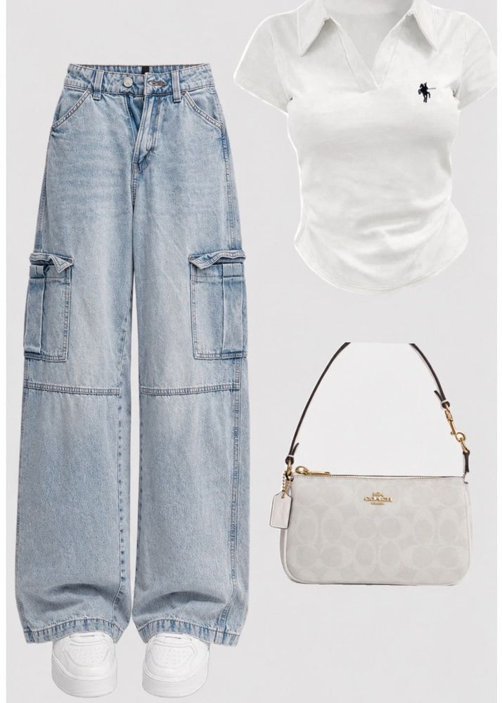 Sale H&amp;M Light Wash Cargo Jeans