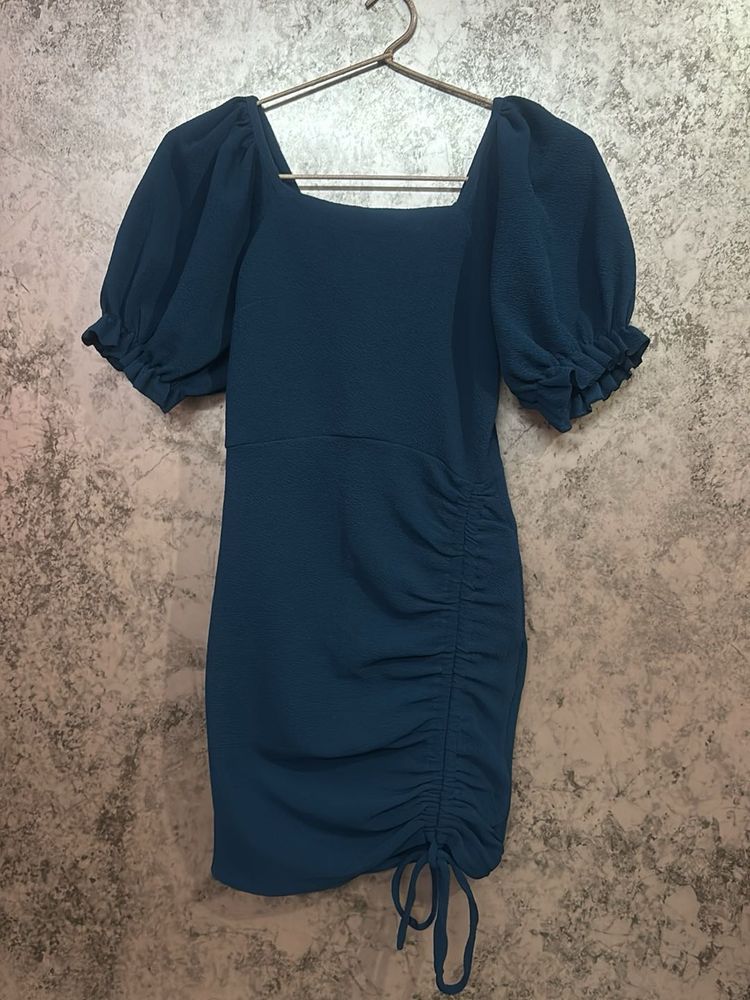 Chic Ruched Puff Sleeve Dress