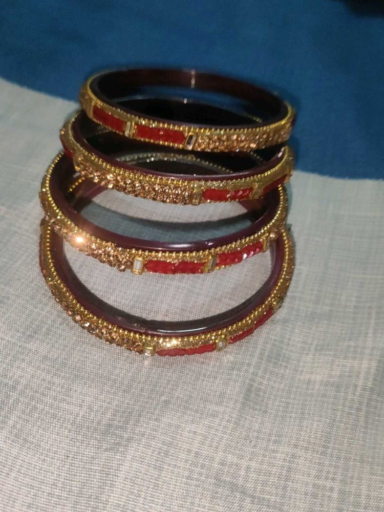 Set of Red &amp; Gold Bangles