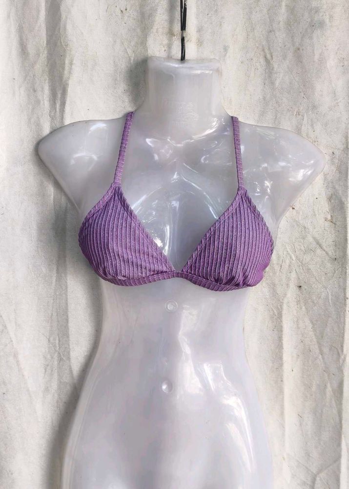 Ribbed Purple Bikini Top