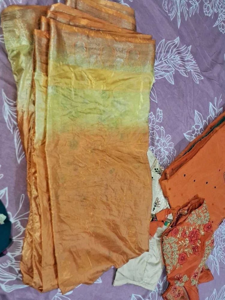 Orange &amp; Gold Sari