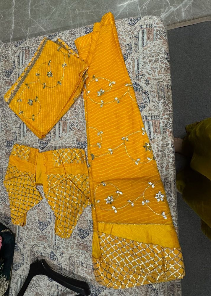 Yellow Embroidered Lehenga Choli Set