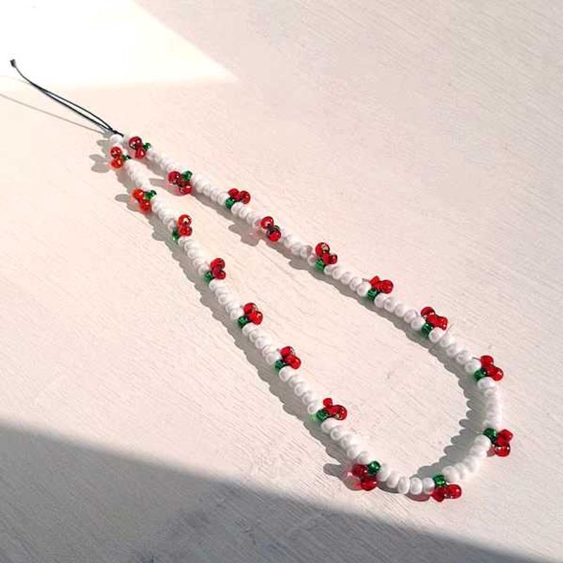 Cherry Beaded Phone Charm Strap🍒