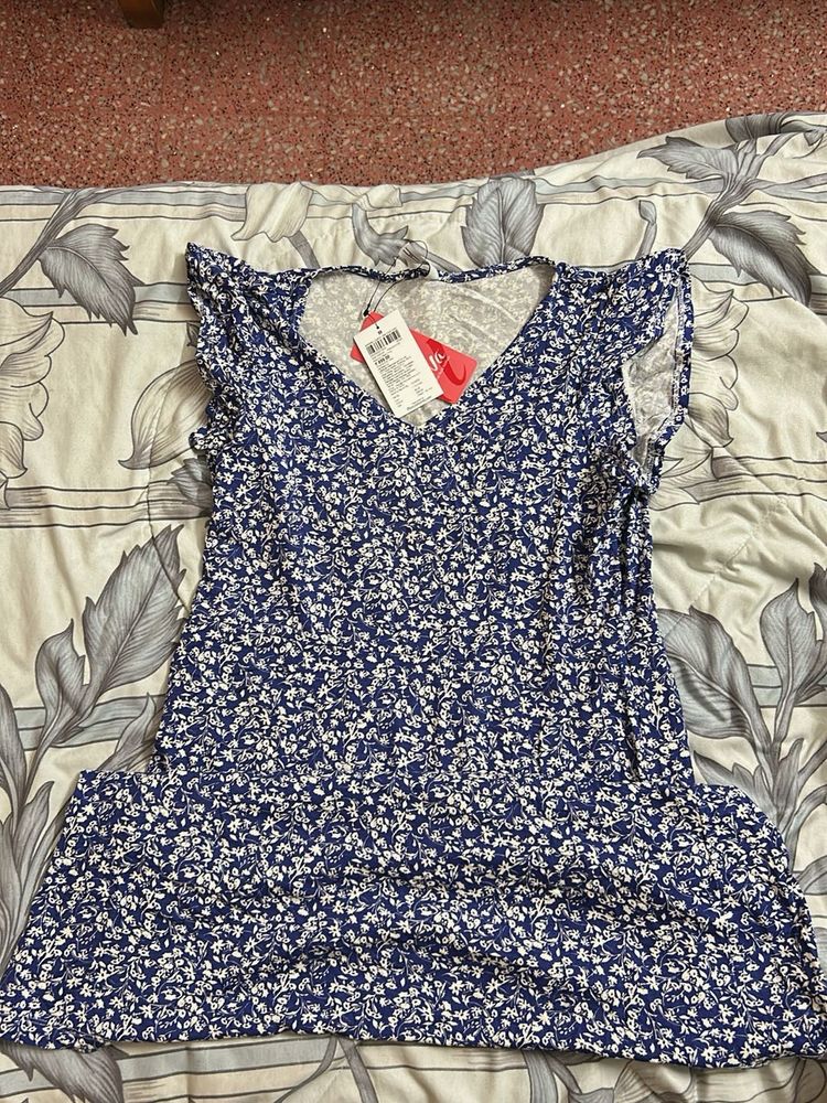 Chic Blue Floral Dress