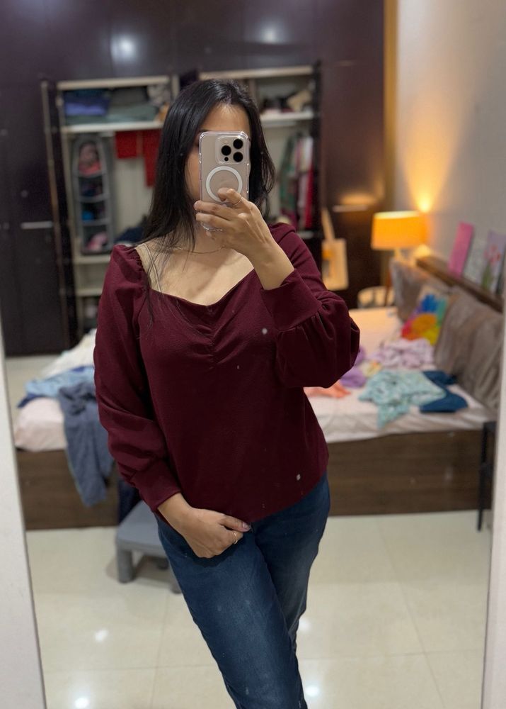Burgundy Sweetheart Top