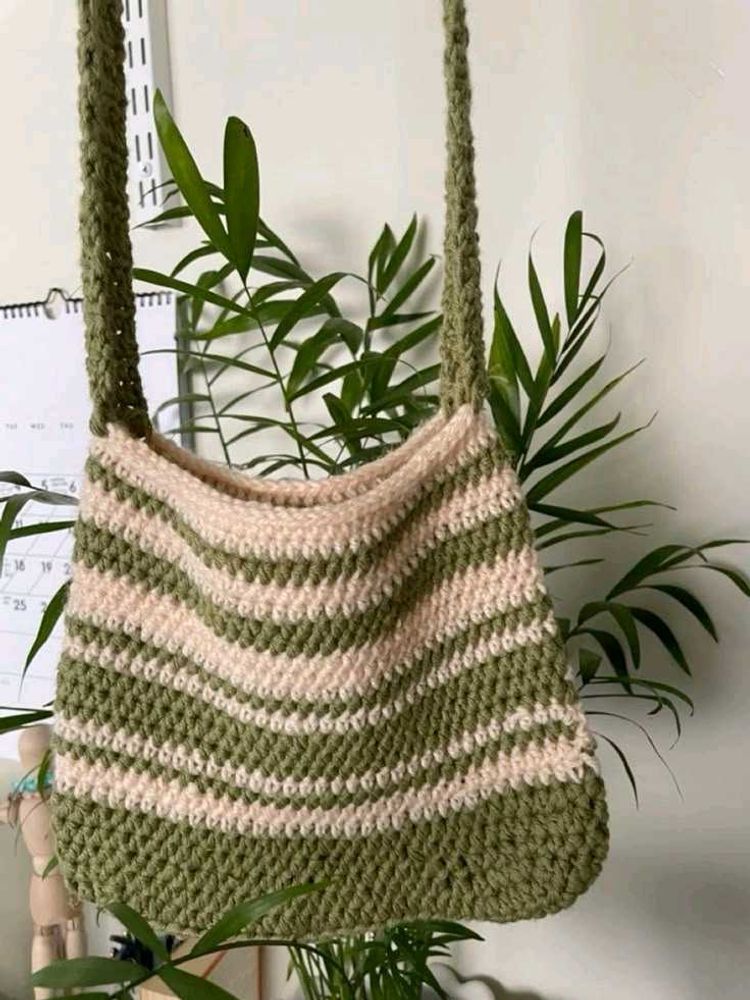 Striped Crochet Sling Bag