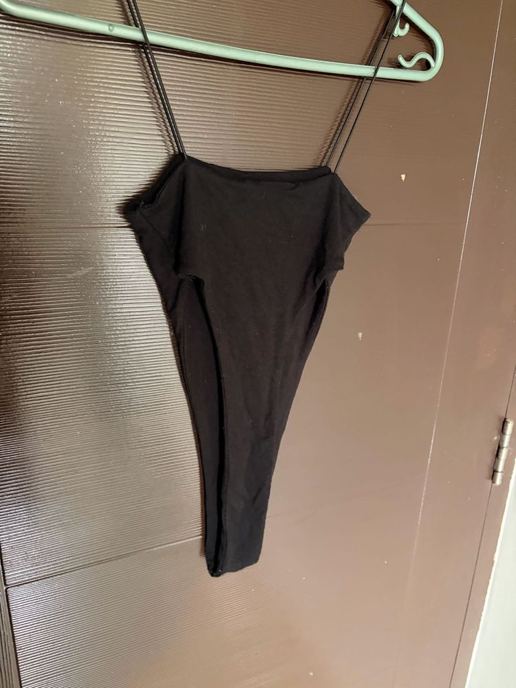 Black Spaghetti Strap Bodysuit