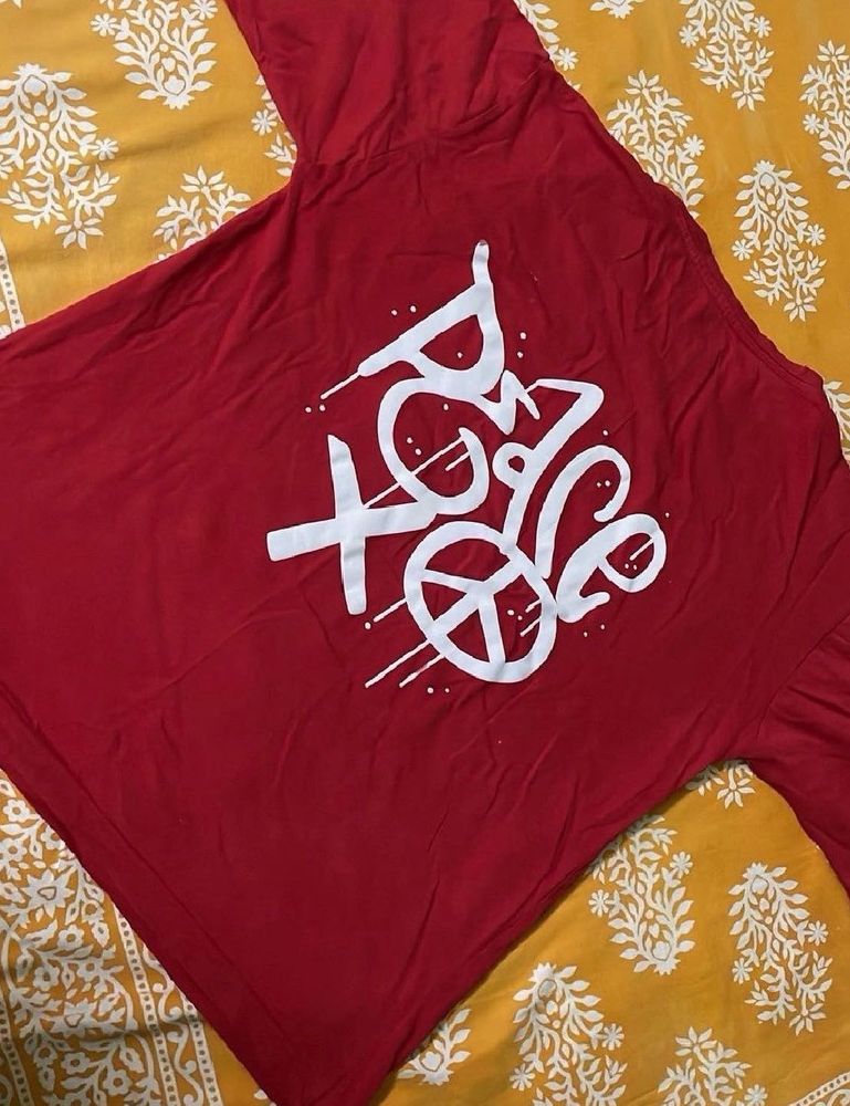 Men’s Red Graphic Peace T-Shirt