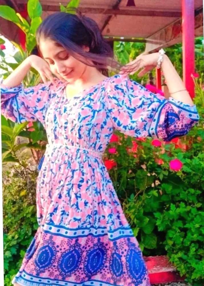 Boho Floral Print Mini Dress