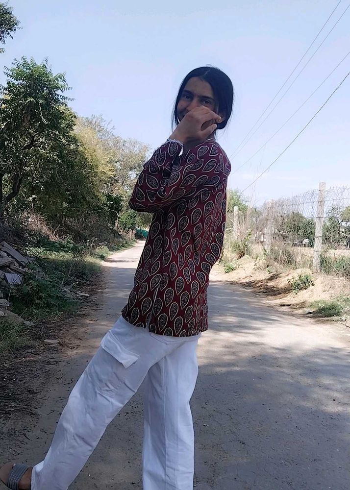 Maroon Paisley Print Kurta