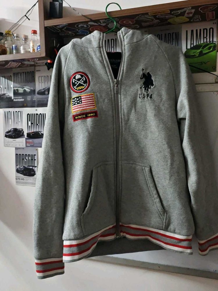 USPA Grey Zip-Up Hoodie