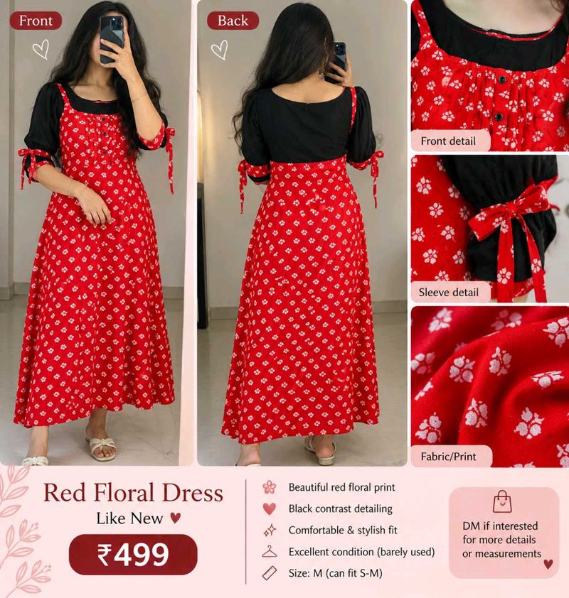 Beautiful Red Floral Maxi Dress