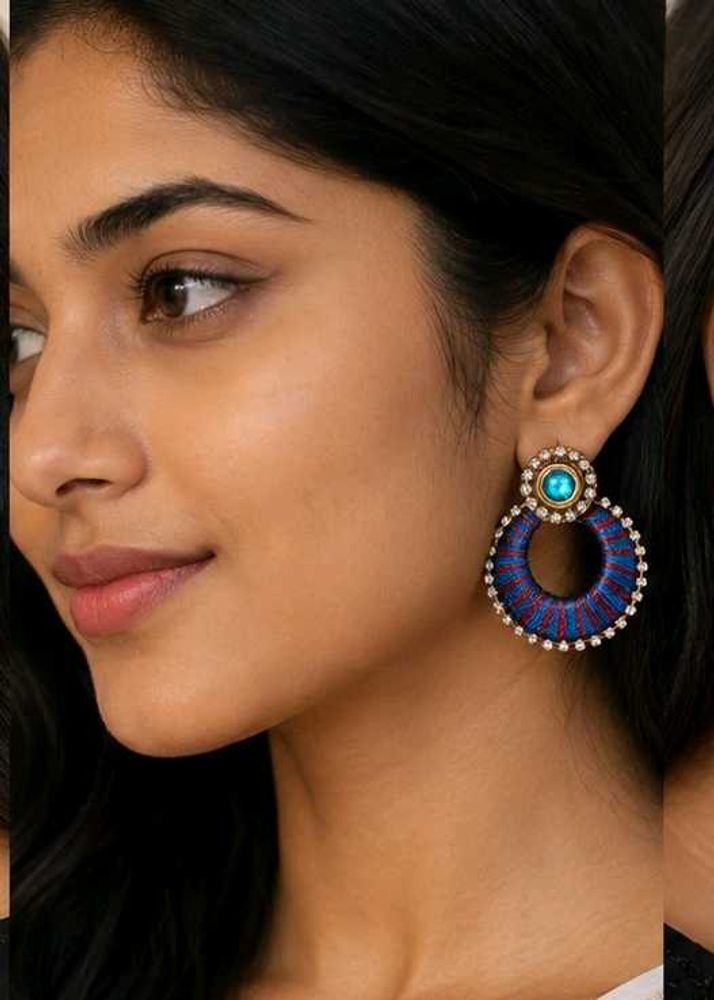 Boho Silk Thread Hoop Earrings combo 3